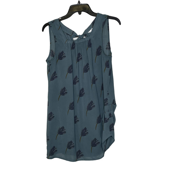 CAbi Tank Top Size Small Green‎ Floral Sheer Lightweight Boho Womens Back Tie - Picture 1 of 8